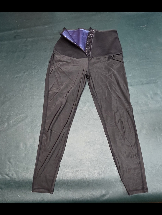 Pants - **Black High-Waist Control Top Shaping Leggings with Purple Lining - Neoprene**